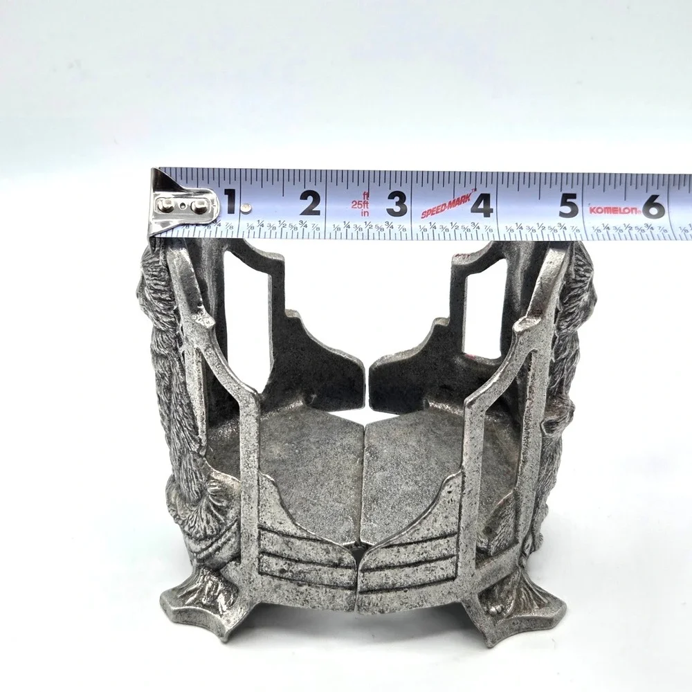 Vintage‎ Cat & Kitten Pewter Jar Candle Holder 1998 Carson Pewter Large Footed
